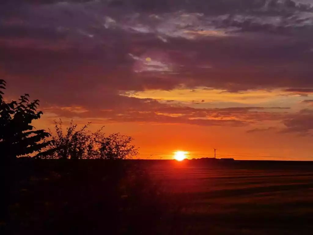 Stimmungsvolle Abendstimmung mit Sonnenuntergang auf Pellworm